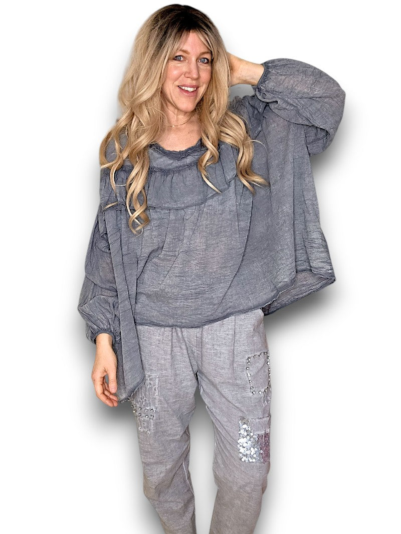 Grey Frill Tunic