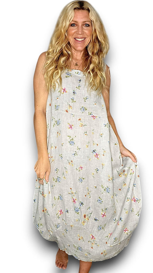 Windy bloom tank dress silver