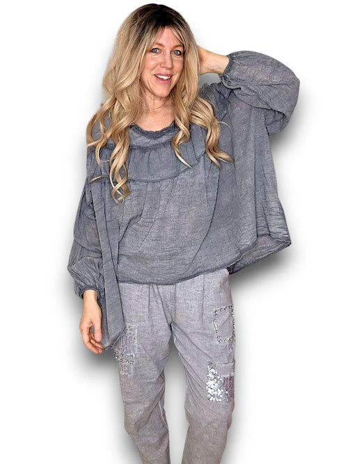 Grey Frill Tunic